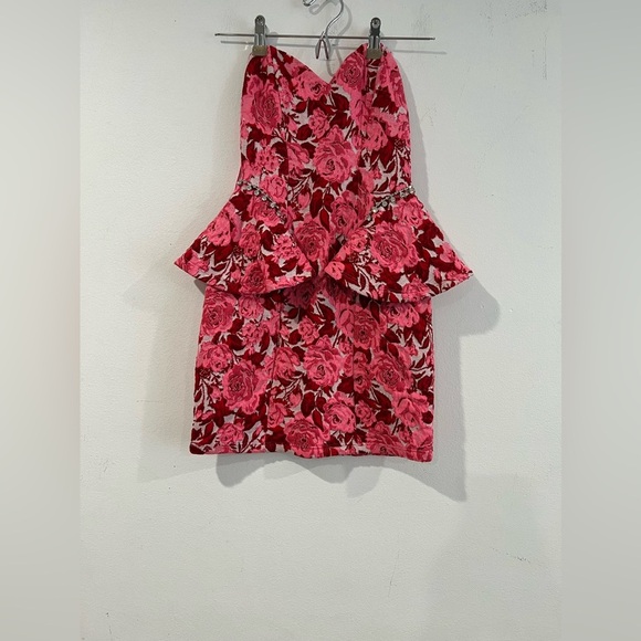 Zara Floral Jacquard Dress. Size S, pink color NWT - Picture 4 of 12